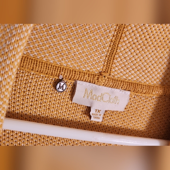 Modcloth Mustard and Cream Open-Front Cardigan - Picture 5 of 9